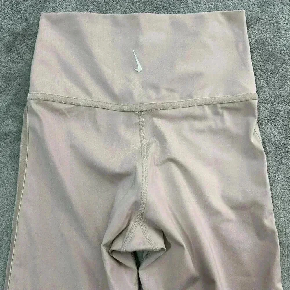 Nike Leggings Women's Small Yoga Velour Trim 7/8 High Rise Pink Mauve Athleisure - Picture 11 of 12